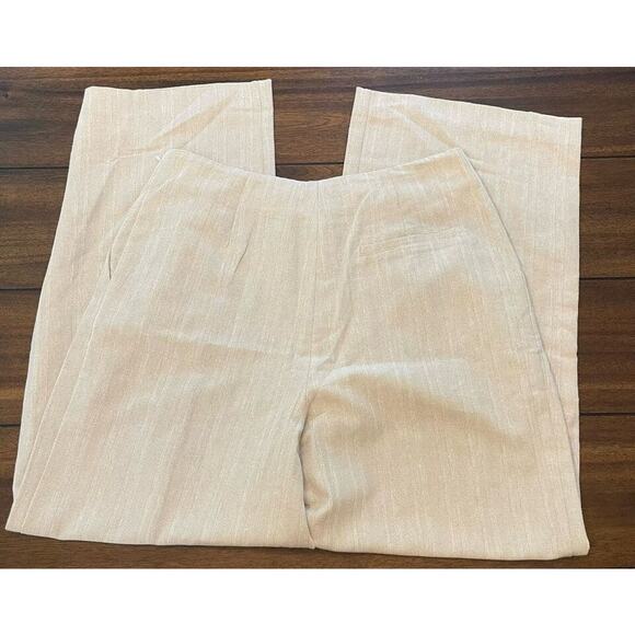 TopShop Herringbone Lightweight Wide Leg High Waist Trousers Sz 10 Oatmeal NWT - Picture 4 of 8